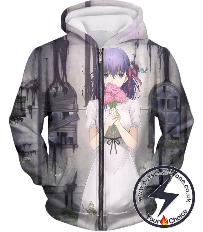 Fate Stay Night Beautiful Sakura Matou Fate Stay Night Zip Up Hoodie